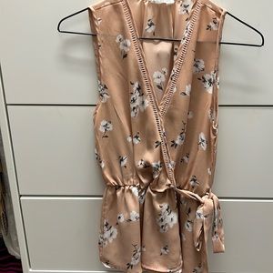 Pink floral blouse with side tie